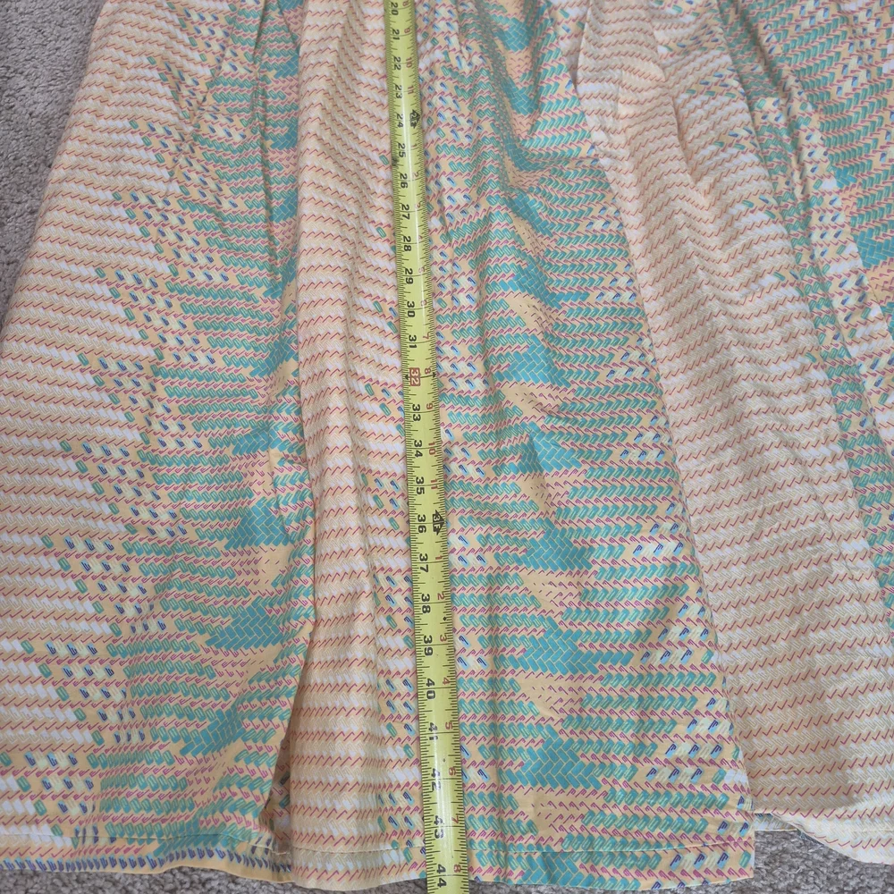 Peach and Teal Pleated Long A-line Skirt Modest Aztec Southwest Print - Picture 11 of 13